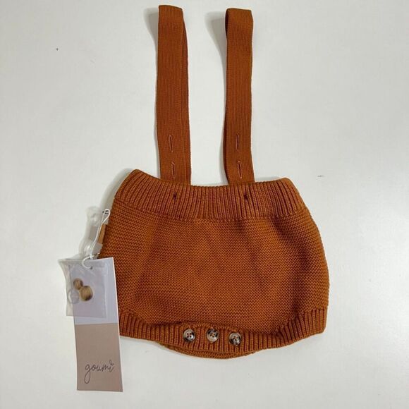 NWT Goumi Kids Knit Suspender Bloomers SZ 6-12 mo Sienna Baby Organic Cotton Sho - Picture 3 of 3